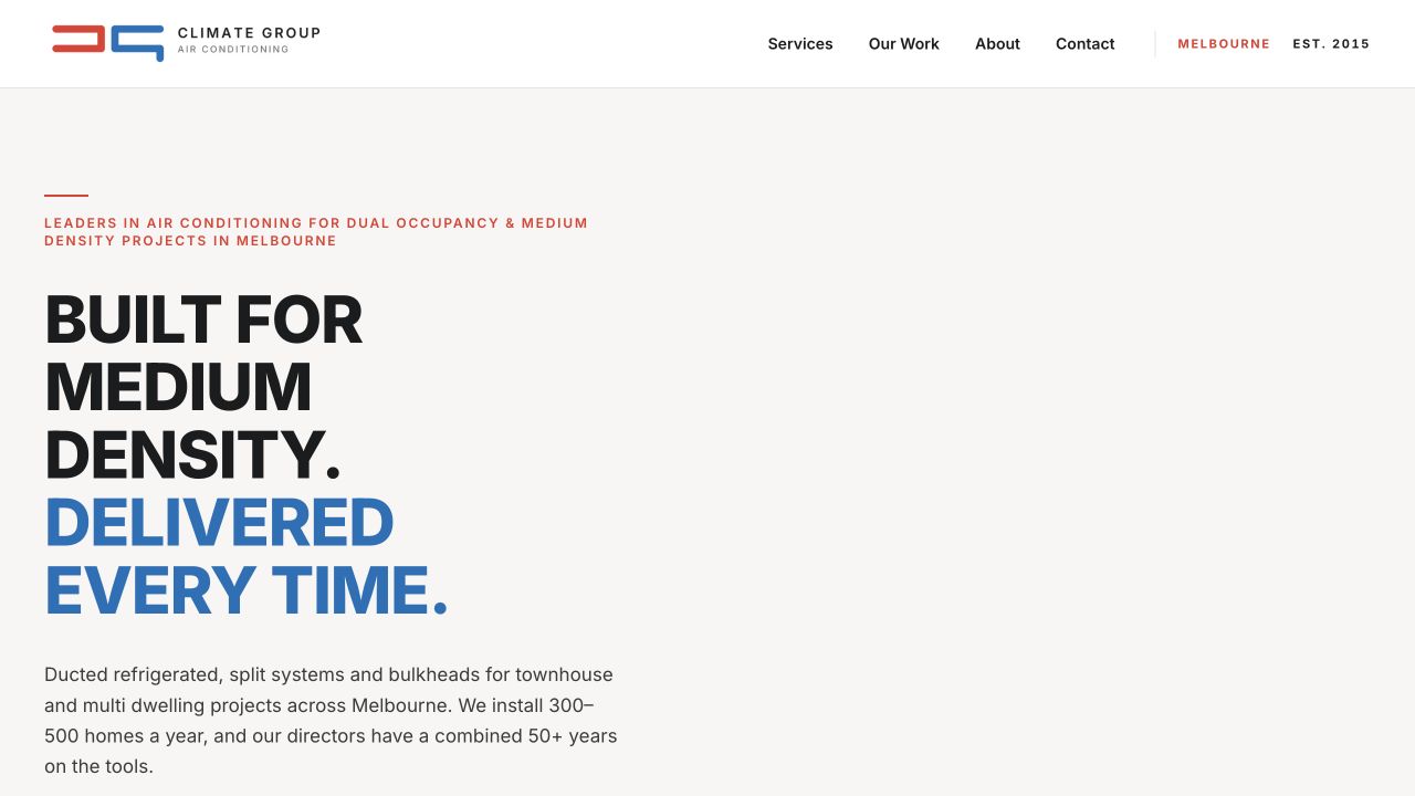 Climate Group Air Conditioning website homepage